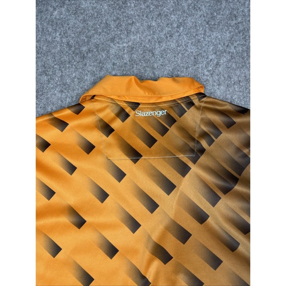 Slazenger Golf Polo Shirt Men Medium Orange Geometric Lightweight Casual Classic - Picture 4 of 10